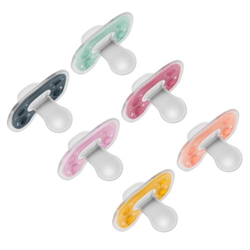 Dr. Brown's Advantage One-Piece Silicone Baby Pacifier, Fully Symmetrical Soother, Pink/Magenta/Orange/Green/Teal/Bisque, 6-18m, BPA Free, 6 Pack