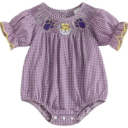 Kuriozud Newborn Baby Girl Football Outfit Smocked Ruffle Romper Jumpsuit Fall Cute Baby Girl Clothes