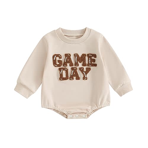 Baby Girl Boy Football Outfit Game Day Onesie Football Sweatshirt Romper Oversized Bodysuit Fall Winter Clothes