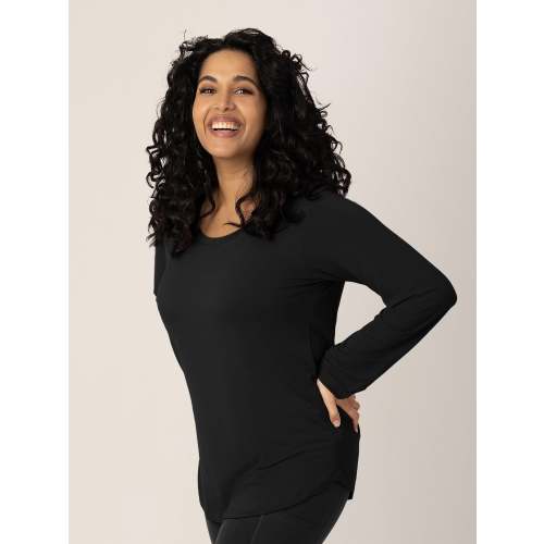 Bamboo Maternity & Nursing Long Sleeve T-shirt | Black