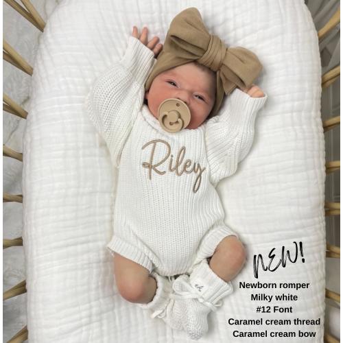 Keepsake Embroidered Knit Oversized Sweater Romper, Personalized Newborn Name Chunky Sweater Romper Baby Infant, Embroidered Newborn Sweater
