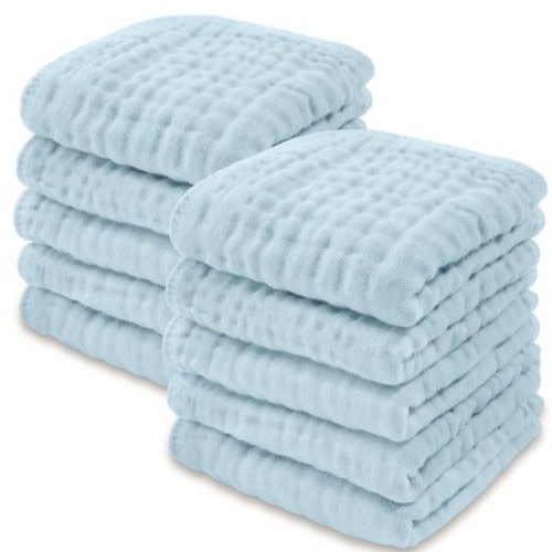 Baby Washcloths Muslin Cotton, Large 10”x10” by Comfy Cubs