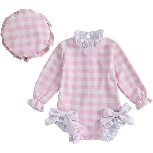Baby Girl Swimsuit Baby Girls Long Sleeve One Piece Swimsuit Romper Infant Bathing Suit Baby Girl Beach Rash Guard