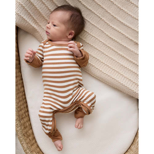 Chestnut Brown Stripe Crescent Zippy | Little Sleepies