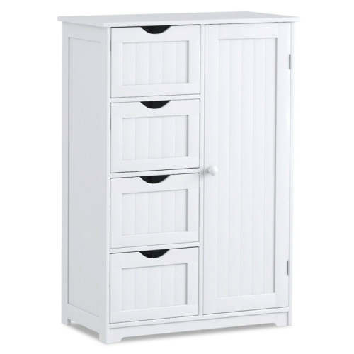 Standing Indoor Wooden Cabinet With 4 Drawers-White