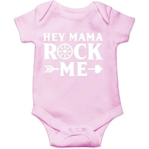 CBTwear Hey Mama Rock Me - Baby Clothes - Funny Newborn Bodysuit Outfits for Boys and Girls