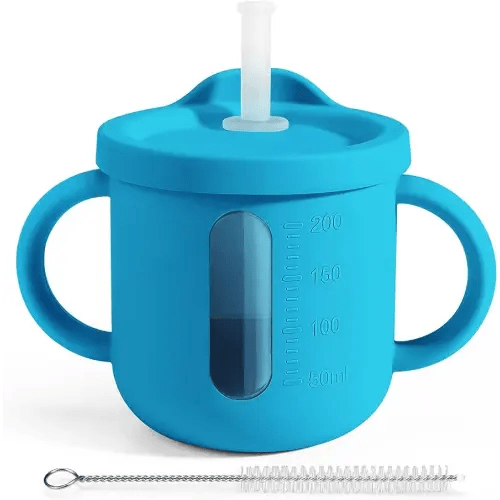 RE-PLAY 4pk - 10 oz. No Spill Sippy Cups for Baby, Toddler, and Child Feeding in Lime Green, Aqua, Sky Blue and Navy