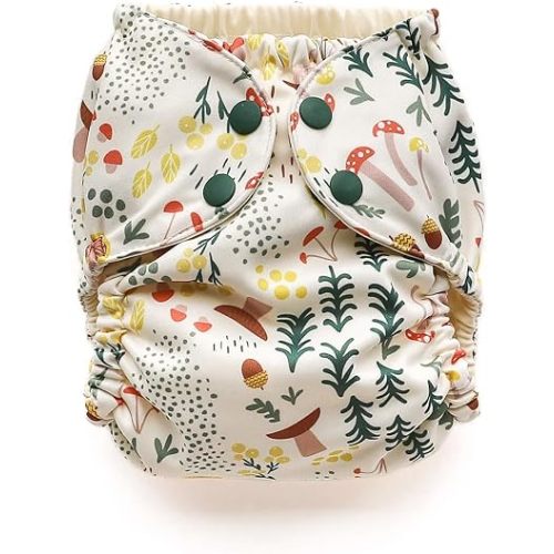 Esembly Cloth Diaper Cover, Fantastic Funghi, Size 2 (18-35lbs)