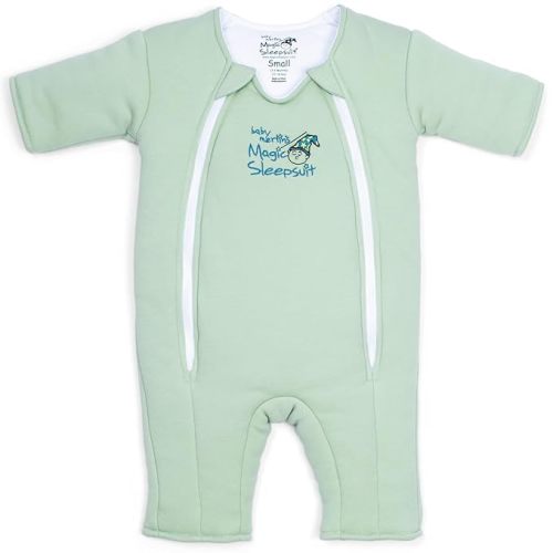 Baby Merlin's Magic Sleepsuit - 100% Cotton Baby Transition Swaddle Sleep Suit for Infants 6-9 Months - Baby Sleepsuit with Double Zipper for Easy Diaper Changes and Scooped Neckline - Sage Green