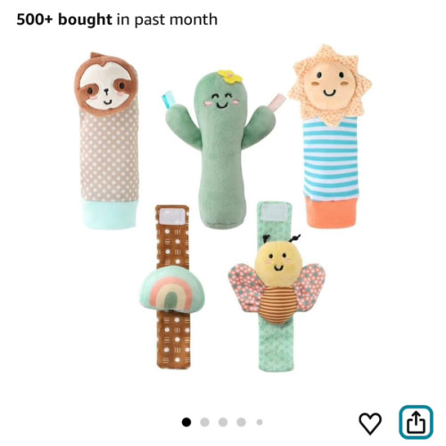 The Peanutshell Sock Rattles Set of 5 - Girl Boy Rattle Socks, Baby Toys 0-6-12 Month, Animal Newborn High Contrast Baby, Infant, New Born Toys 0-3 0-6 Months Old Babies - Boho