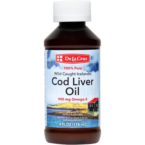 De La Cruz Cod Liver Oil Liquid - Pure Wild-Caught Icelandic Fish Oil 4 FL OZ (118 mL)