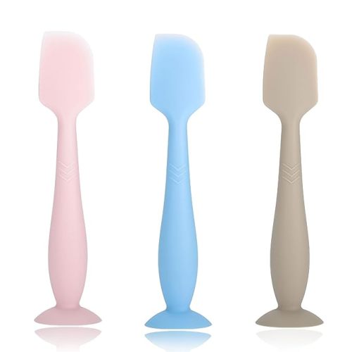 Baby Diaper Cream Spatula, 3 pack Baby Diaper Cream Spatula Applicator, Silicone Baby Butt Paste Spatula for Newborn Babies (pink, blue, brown) - pink+blue+brown