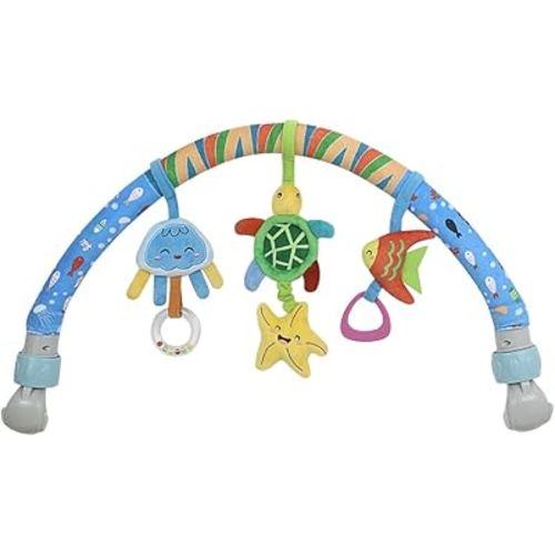 Caterbee Baby Baby Bouncer Toy bar, Clip on Crib & Pram Activity Bar Toy Travel Arch Bassinet Toys for Toddlers (Star)