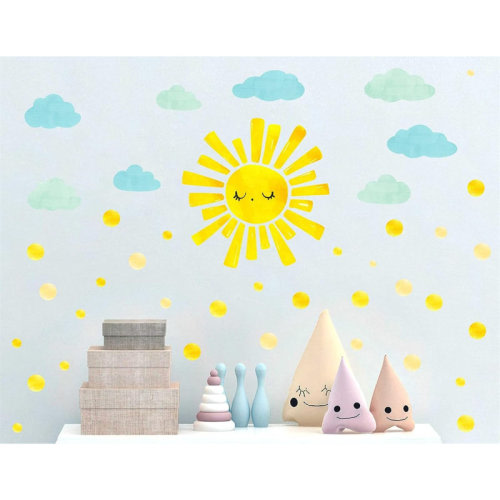 Isabelle & Max™ Watercolor Sun and Clouds Wall Decal | Wayfair