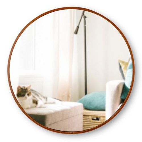 Aquaterior 24" Round Wall Mirror Wooden Frame Farmhouse Hanging Bathroom Décor