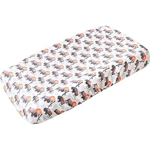 Copper Pearl Premium Knit Changing Pad Cover Soft, Stylish, and Universal Fit for All Standard Diaper Changing Pads, Trendy Design Changing Pad Covers, Bison