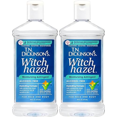 T.N. Dickinson's Witch Hazel Alcohol-Free Moisturizing Astringent, Made with 100% Natural Witch Hazel 16 oz (Pack of 2)