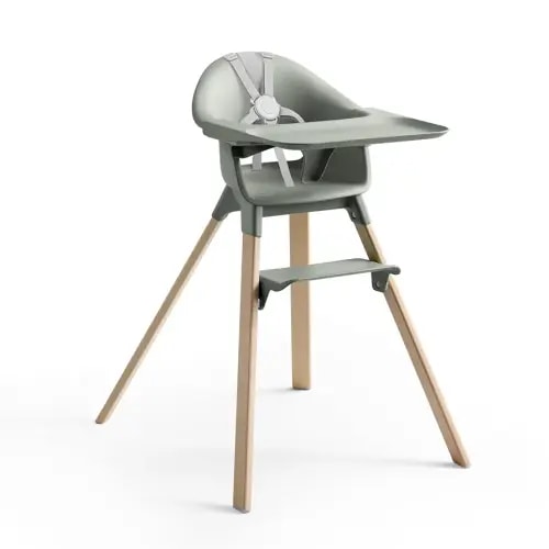 Stokke Clikk High Chair, Glacier Green - All-in-One High Chair with Tray + Harness - Light, Durable & Travel Friendly - Ergonomic with Adjustable Features - Best for 6-36 Months or Up to 33 lbs
