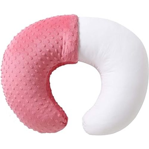 Nursing Pillow and Positioner, Breastfeeding, Bottle Feeding, Baby Sitting Support with Removable Ultra Soft Cover, Tummy Time Support for Baby Boys and Girls (StrawberryRed)