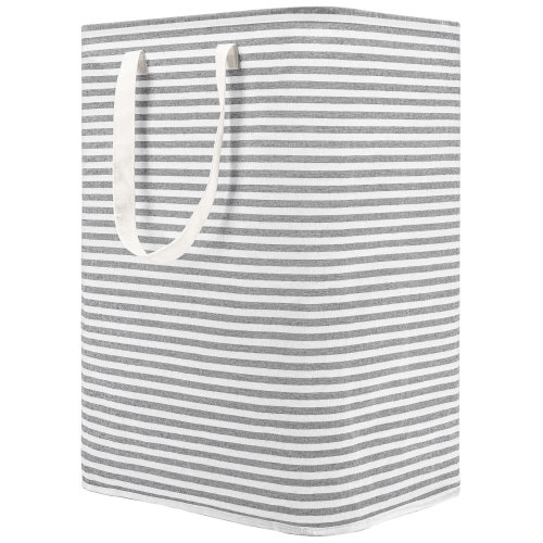 DOKEHOM 80L Freestanding Laundry Hamper with Handle, Collapsible Large Cotton Storage Basket for Clothes (Grey)
