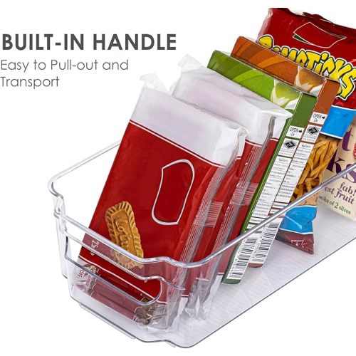 HOOJO Refrigerator Organizer Bins - 2pcs Clear Plastic Bins For Fridge, Freezer, Kitchen Cabinet, Pantry Organization and Storage, BPA Free Fridge Organizer, 12.5" Long-Medium