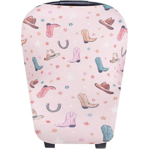 Baby Car Seat Cover Canopy and Nursing Cover Multi-Use Stretchy 5 in 1 Gift "Cheyenne" by Copper Pearl