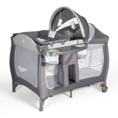 TODECARE 4 in 1 Baby Bassinet, Portable Pack and Play, Convertible Bedside Crib Sleeper, Diaper Changer, Storage Basket & Travel Bag, Grey