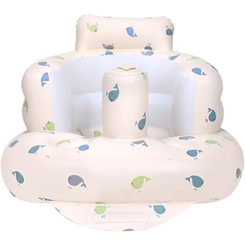 Inflatable Baby Chair, Baby Inflatable Seat for Babies 3 Months and Up Summer Inflatable Baby Seat for Sitting Up, Blow Up Baby Floor Seat with Built in Air Pump, Whale