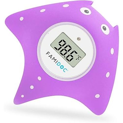 Famidoc Baby Bath Thermometer with Room Thermometer NEW Upgraded Sensor Technology for Baby Bath Tub Floating Toy Thermometer (Purple)