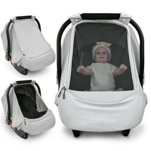 Baby Car Seat Cover,Sunproof Car Seat Canopy for Babies,Summer Car Seat Cover for Boys & Girls,Baby Car Seat Sun Shade Cover,Infant Carseat Covers with Breathable Window(Gray)