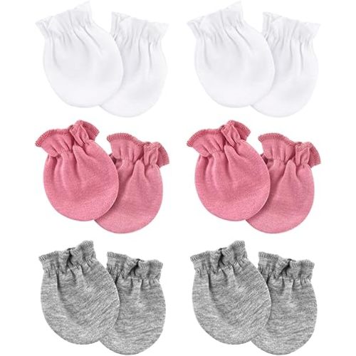 6 Pairs Newborn Baby Mittens No Scratch Elastic Wrist Gloves Soft Infant Baby Mittens for Newborn Baby Boy Girl