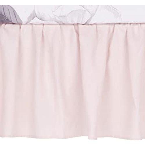 Lambs & Ivy Floral Garden Pink Linen Shirred Crib Skirt/Dust Ruffle