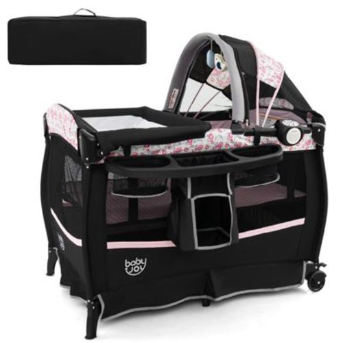 Infans 4 in 1 Portable Pack & Play Foldable Baby Bassinet w/Mattress Carrying Bag
