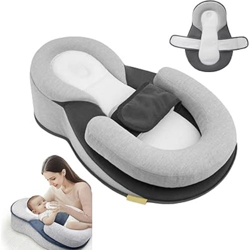 Bassinet Baby Wedge Lounger Pillow for Newborn, Anti Reflux Pillow, Adjustable, Detachable, Breastfeeding & Bottle Feeding, Reducing Spit-Up