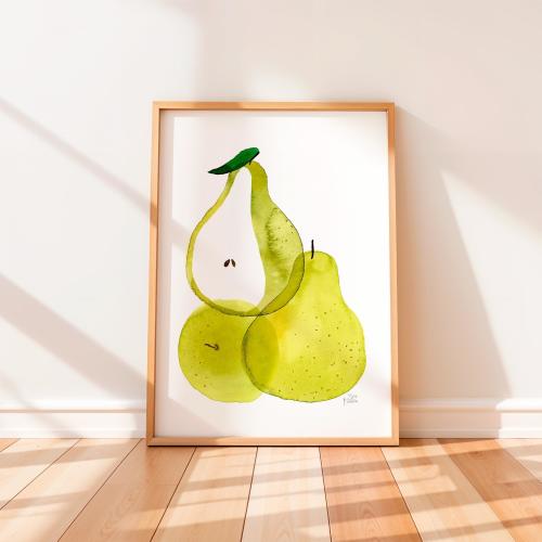 Etsy's Pick Pears Kitchen Art Print, Kitchen Wall Art, Nursery Home Decor, Bakers Decor, Spring, Summer Decor, Fruit Print, New Mom Gifts