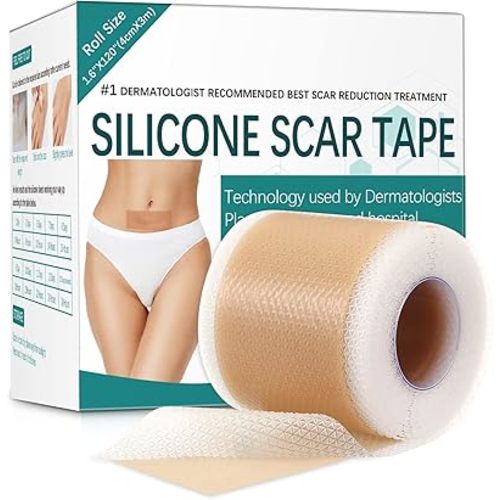 Silicone Scar Sheets, Silicone Scar Tape(1.6” x 120” Roll-3M), Scar Removal Away Strips for Surgical Scars, Keloid, C-Section, Burn et