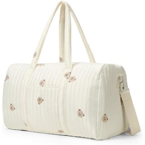 Quilted Duffle Bag For Women Cute Weekender Bags Floral Travel Bag Cotton Diaper Tote Bag