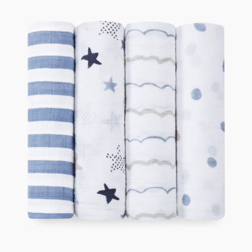 Cotton Muslin Swaddle 4-Pack - Rock Star