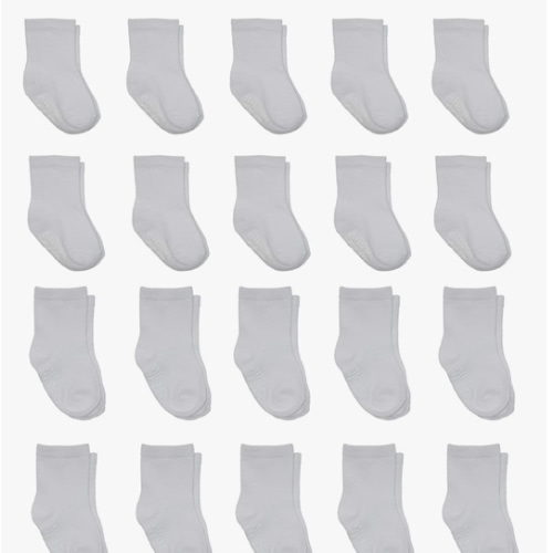 Little Me 20-Pack Newborn Baby Infant & Toddler Unisex Socks, 0-12/12-24 Months, Assorted Size Pack, White