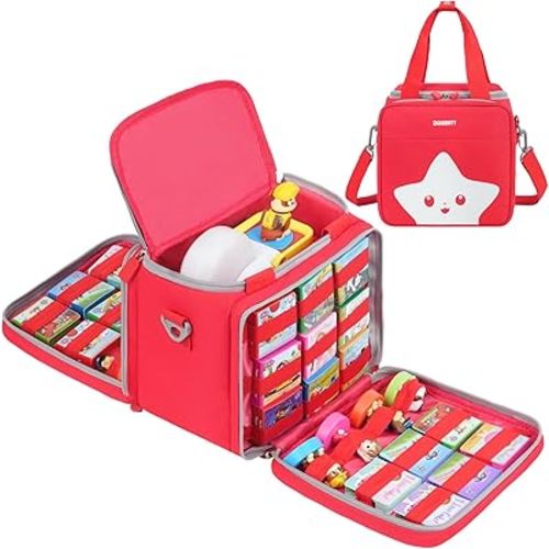 Carrying Case Compatible with Little Tikes Story Dream Machine Books Starter Set,Portable Storage Bag for Story Books and Character with Handle and Shoulder Strap,Red,Case Only