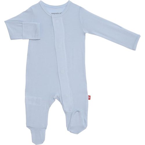 Magnetic Me Footie Pajamas Soft Modal Baby Sleepwear with Quick Magnetic Fastener | Boys and Girls Sleeper Preemie-24 Months - 3-6 Months - Baby Blue