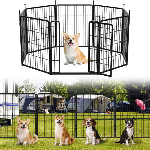 FXW Aster Dog Playpen Designed for Courtyard, RV Camping, 32" 08 Panels for Small Dogs, Black