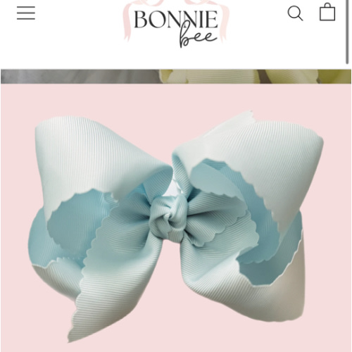 Powder Blue Scallop Edge Grosgrain Bow