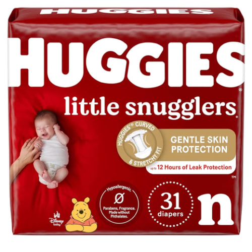 Huggies Little Snugglers Baby Diapers, Size Newborn (up to 10 lbs), 31 Ct, Newborn Diapers