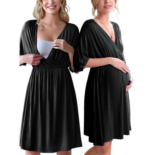 Avidlove Maternity Dress for Photoshoot 3 in 1 Labor/Delivery/Hospital Gown Maternity Nursing Nightgown Sleepwear for Breastfeeding Casual Baby Shower Dress S-XXL