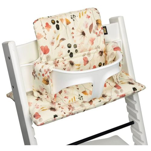 UKJE | Tripp Trapp Cushion | Compatible with Stokke Tripp Trapp | Coated & Washable at 86F | from Amsterdam - Made in EU | Thick Cushion | Cojin | Tripp Trapp Chair Accessories | Wild Flowers