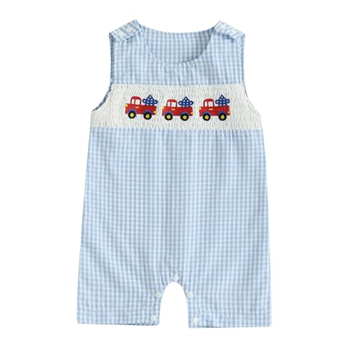 NEVUQO Newborn Baby Boy Summer Outfit Sleeveless Golf Embroidery Bubble Romper Bodysuit Summer One Piece Clothes