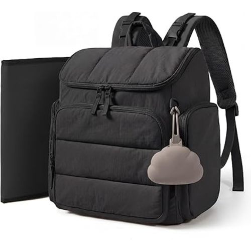 mommore Diaper Bag Backpack, Baby Bag with Waterproof Changing Pad and Stroller Straps for Toddler, Diaper Backpack for Mom Dads with Insulated Pockets & Pacifier Case, Baby Essential, Brown