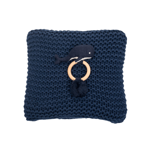 Comfy Knit Baby Gift Set, Rattle & Blanket Navy