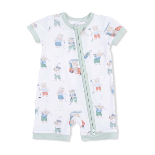 Shortie 2-Way Zip Romper, Golfing Teddy Bears